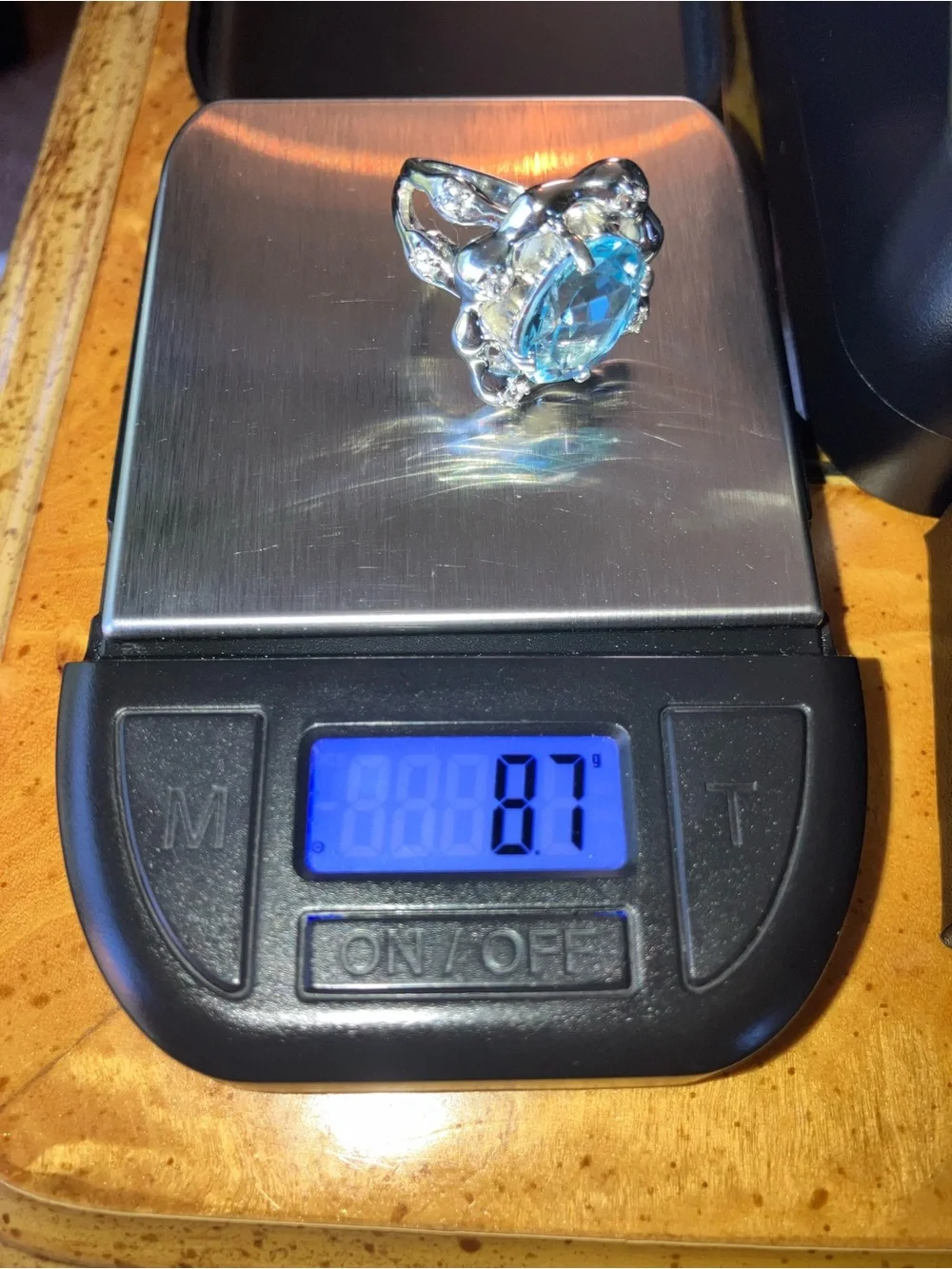 Brazilian Blue Topaz Sterling Silver Cocktail Ring Size 6.75
